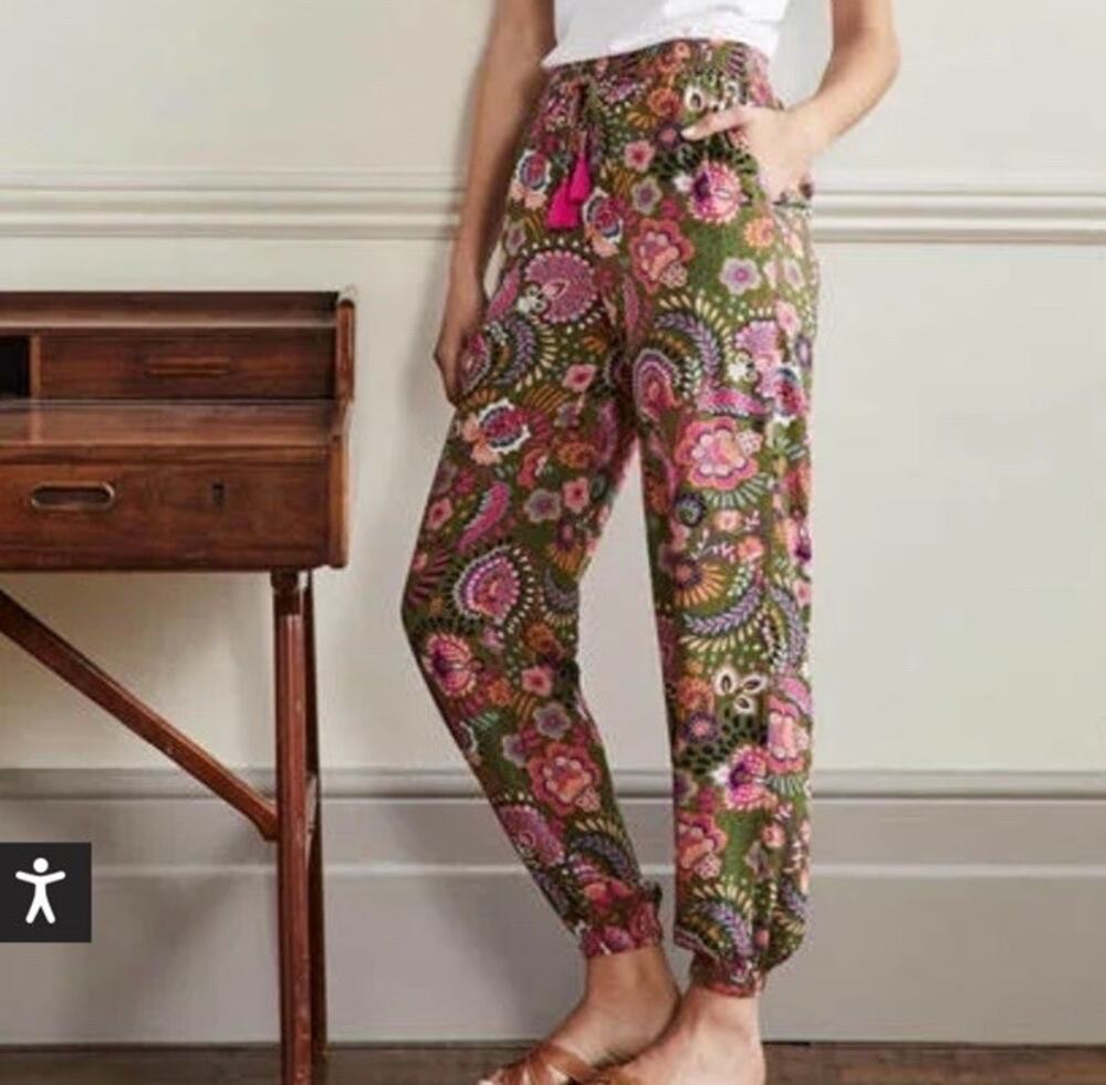 Boden Women’s 10 Floral Paisley Pull On Jogger Pants Boho Comfortable Casual